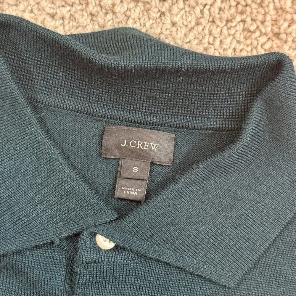J.Crew Polo Sweater Mens Small Teal Green Excellent 100% Italian Wool G8236